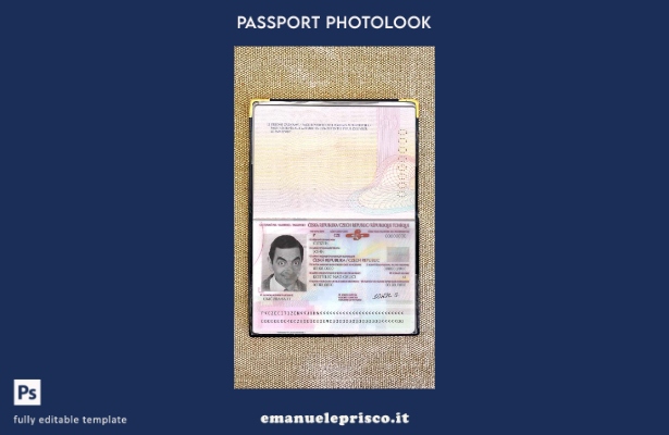 modello di aspetto fotografico del passaporto ceco in stile verificato